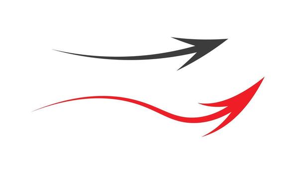 Two curved arrows pointing up and right vector