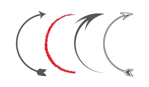 Four curved arrows showing direction and progress vector