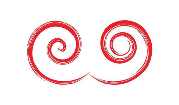 dos rojo remolinos resumen diseño vector