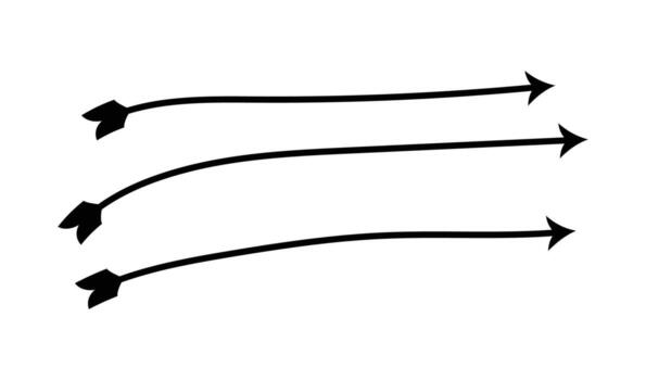 Three hand drawn arrows pointing right on white background vector