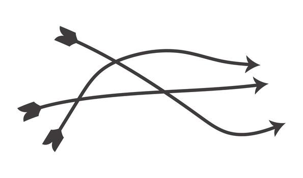 Three curved arrows intersecting in a dynamic composition vector