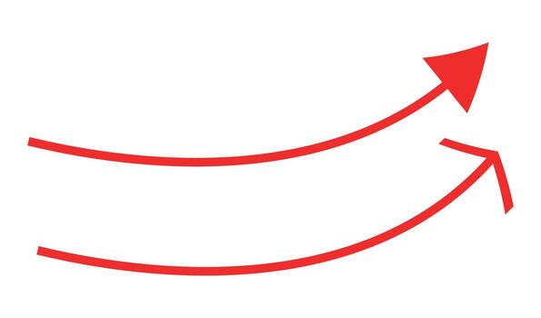 Two red arrows pointing upward and forward on a white background vector