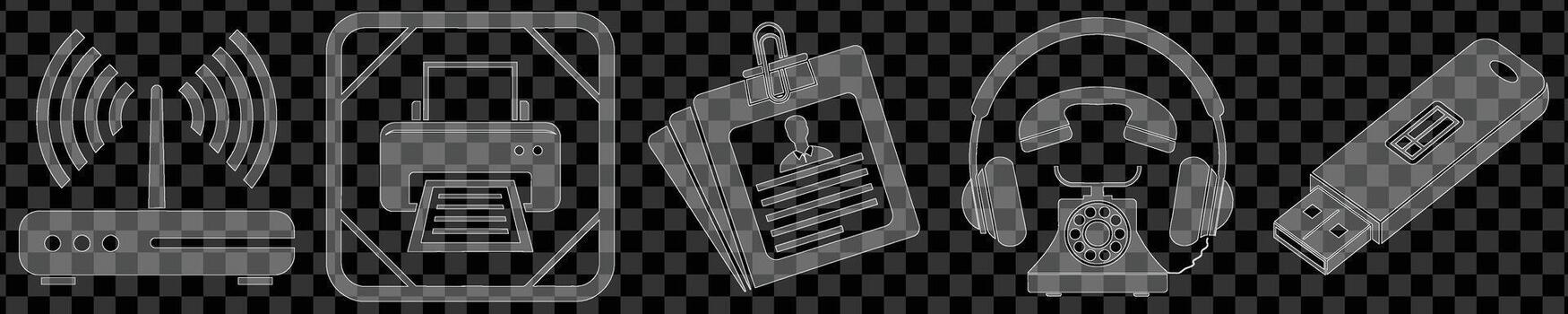 Abstract glass designs with geometric shapes and flowing lines vector