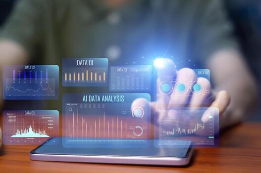 The concept of using AI in data analysis photo