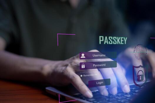 concept of using Passkey instead of a code set for maximum security Biometric Lock.. photo