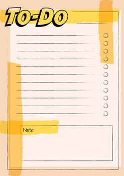 To-do list, schedule and task planner, background with lines for handwriting texts. Reminder letter template with grunge elements. illustration. vector
