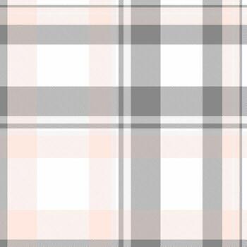 Soft plaid pattern, in peach, white, and grey. Ideal for backgrounds, textiles, and design projects needing a modern, yet comforting aesthetic. Versatile stylish. vector