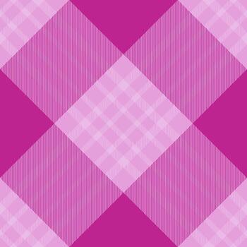 A pink and magenta plaid pattern creates a dynamic, seamless texture. Suitable for fashion, backgrounds, or festive designs with classic, repeating shapes. vector