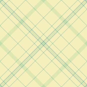 Elegant plaid pattern with delicate blue and green lines on a soft yellow background. Ideal for design, textile, or web projects needing a refined, timeless aesthetic. vector