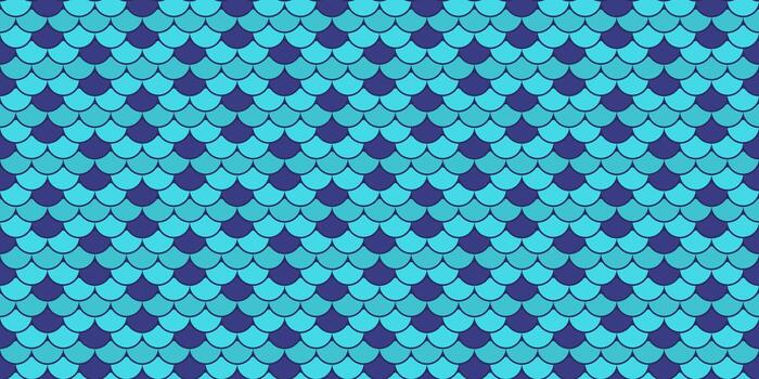 Seamless turquoise and navy blue fish scale pattern. Perfect for textile design, website backgrounds, or any project needing a vibrant, textured, and aquatic feel. vector