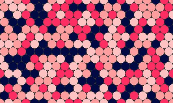 Abstract geometric pattern of pink and navy circles. Modern, vibrant design ideal for backgrounds, textiles, or website design. Stylish, repeating texture evokes energy and dynamism. vector