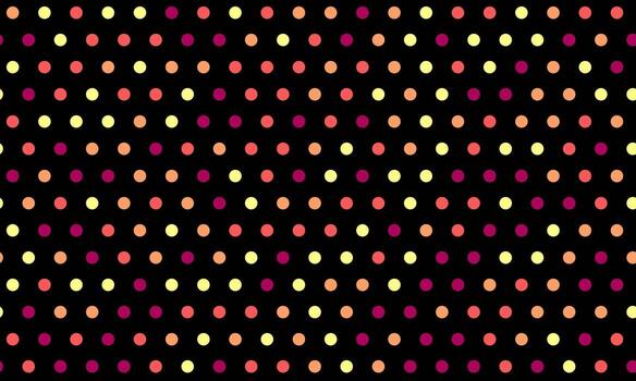 Vibrant polka dot pattern in warm hues on a dark background. Perfect for website backgrounds, textile design, or playful presentations. The repeating motif creates a dynamic and energetic visual. vector