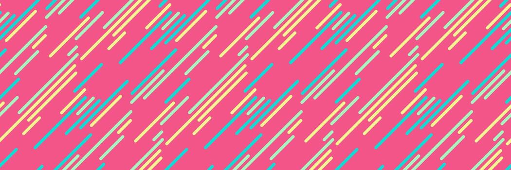 Vibrant pink background with dynamic diagonal lines in pastel hues. Ideal for modern design projects, textiles, website backgrounds, or to represent speed, energy, and movement. vector