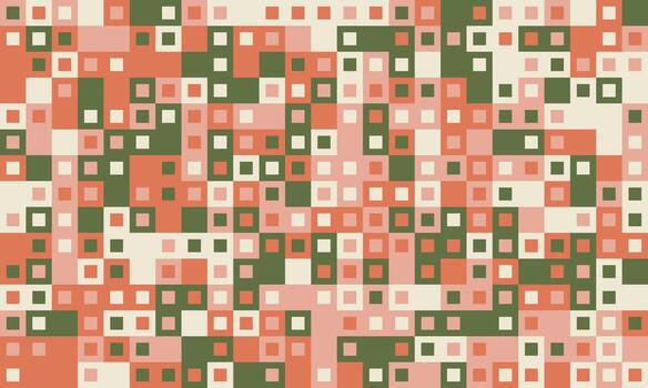 resumen geométrico antecedentes de apagado coral, aceituna verde, y crema cuadrícula. moderno, pixelado diseño ideal para sitio web pancartas, presentaciones, o textil huellas dactilares. vector