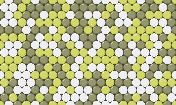 Abstract geometric pattern of green and white circles arranged in a diagonal mosaic. Perfect for backgrounds, textures, website design, or as a modern, minimalist graphic element. vector