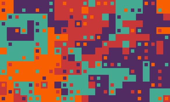 resumen geométrico modelo presentando vibrante naranja, verde azulado, y púrpura cuadrícula. ideal para tecnología, diseño, o moderno antecedentes. representa datos fluir, digital tecnología, o resumen Arte. vector