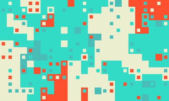 resumen píxel Arte antecedentes. vibrante verde azulado, coral, y crema cuadrícula crear un dinámica, moderno diseño. vector