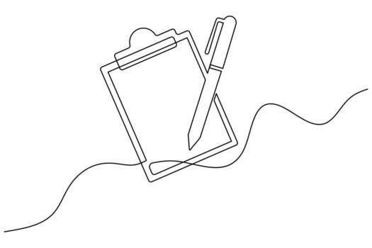 mano dibujado soltero línea minimalista concepto de Lista de Verificación y portapapeles vector