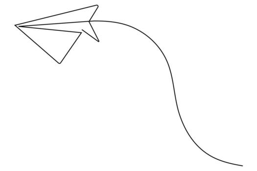 Paper plane single line art minimal elegant continuous drawing representing progress vector