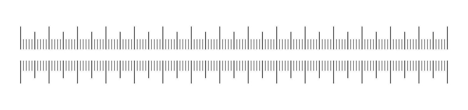 Ruler scale 150 mm without numbers. Measuring chart with 15 centimeters. Length measurement height, distance or math. Sewing tool template, ruler scale template. vector