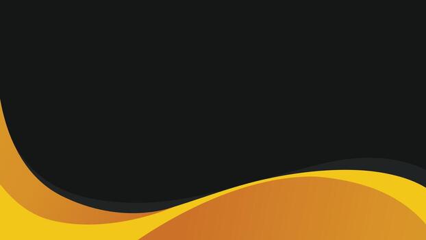 Abstract wave and flowing curves in warm yellow and orange tones against a solid black background perfect for business, seasonal events, print, and digital use. vector