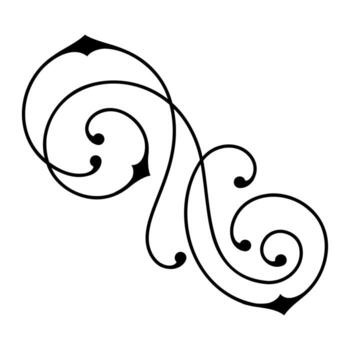 Linear curl decor element. Modern decorative linear vignette. vector