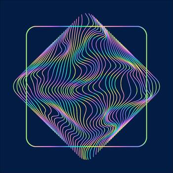 Particles lines in shape. Linear wave style. vector