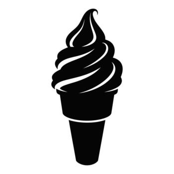 Simple black and white illustration of a soft serve cone vector