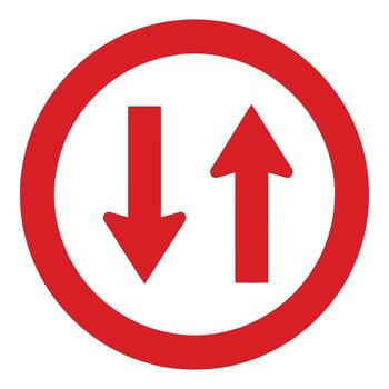 Two Way Traffic Sign with Up and Down Arrows in Circle vector