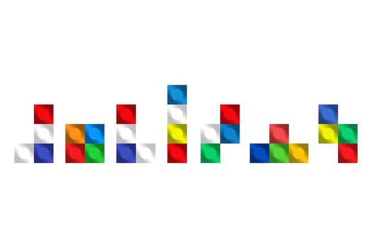 block shape of tetris game on white for web and design, illustration. vector