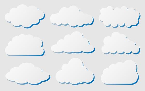 set of cut out clouds for pattern and design, illustration. vector