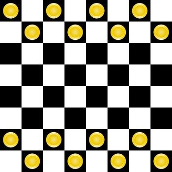 chessboard with circle golden chess for pattern and background, illustration. vector