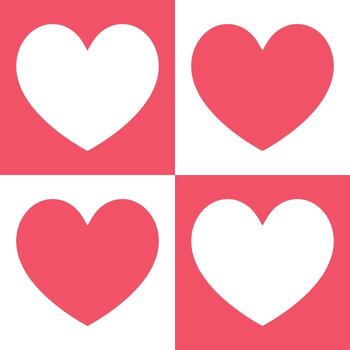 four beautiful pink and white hearts in square for pattern and background. vector