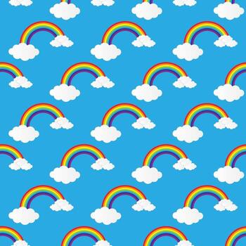 rainbow and clouds pattern for background and design, illustration. vector