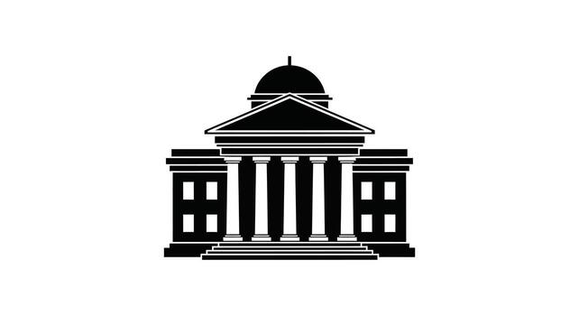 un negro y blanco imagen de un edificio con columnas vector