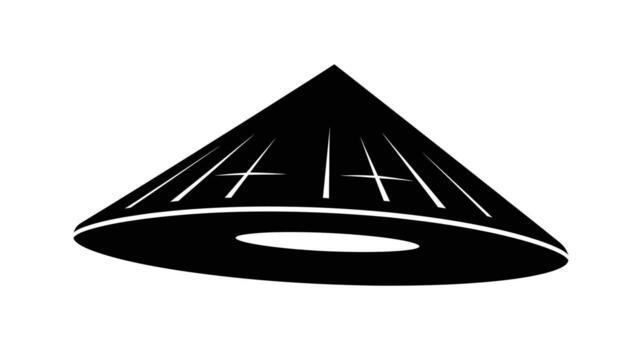 A black and white image of a cone with a cross on it vector