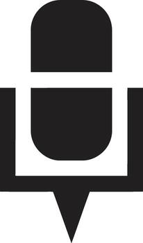 negro micrófono icono conjunto con un ubicación alfiler en un ligero gris antecedentes vector