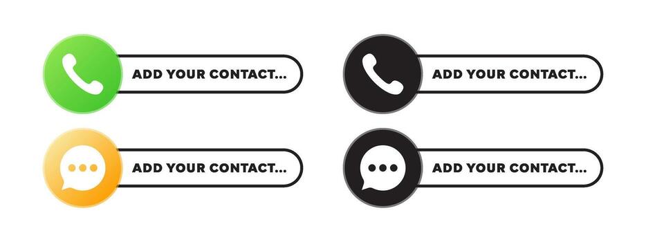 Contact Information Input Bars Set with Phone and Chat Icons vector