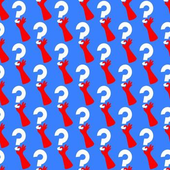 sin costura modelo de manos con un pregunta marca para elección día vector