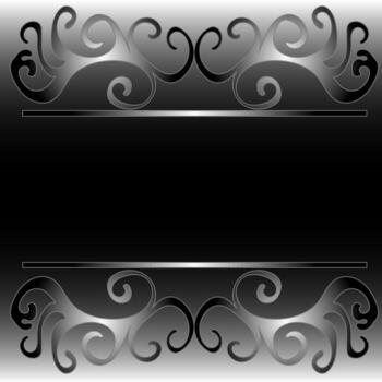A gray metal frame with a beautiful pattern on the inscription on a black background vector