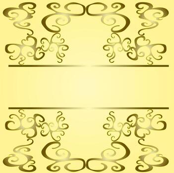 A gold frame for an inscription, decorated with a beautiful gold pattern with curls vector