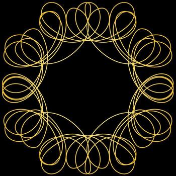 Golden abstract frame in doula style drawn with one line vector