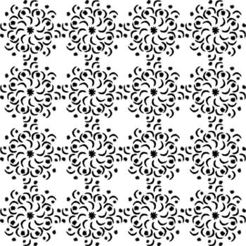 Seamless geometric print featuring a black abstract pattern of doodle-style shapes on a white background vector