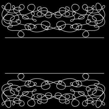 Abstract white doodle style frame for lettering drawn with one line on black background vector