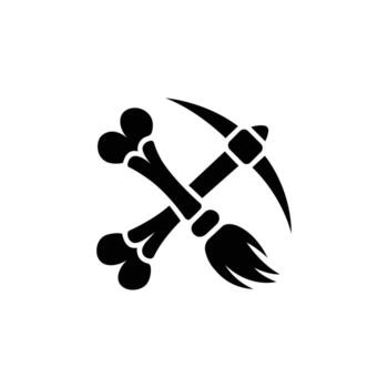 arqueología herramientas icono. pico y huesos silueta para excavación y fósil cavar conceptos vector