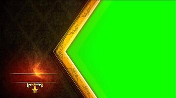 Stylish green screen frame with gold trim for graphics and presentation needs with outro, Wedding template with chroma key and customizable text area video