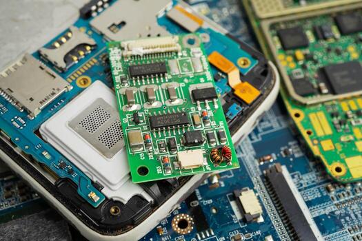 Repairing and upgrade circuit mainboard of notebook, electronic, computer hardware and technology. photo