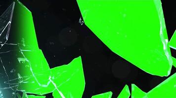Green screen shattered glass effect overlay for compositing and special effects usage asset element, broken glass effect template with chroma key video