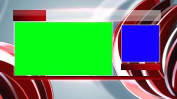 Nyheter rapportering virtuell studio uppstart med grön och blå skärmar för krom nyckel sändningar med outro animering video
