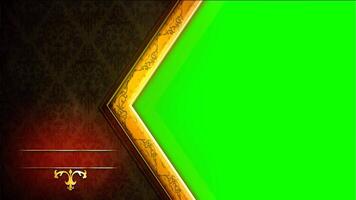 Elegant green screen border with golden accents for presentations and graphic use, wedding intro template with editable text space video